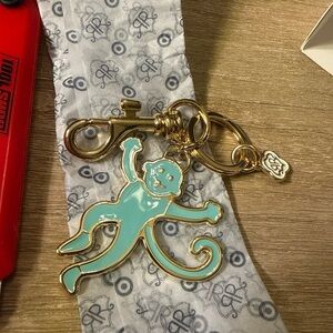RARE!! Roller Rabbit Teal Gold Octopus Keychain Ready 2 Ship